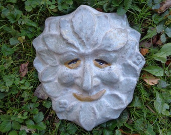 Green man Concrete Plaque - Concrete Goddess Plaque - Concrete Face - Stone Face - Concrete Garden decor - Outdoor Plaque - Concrete statue