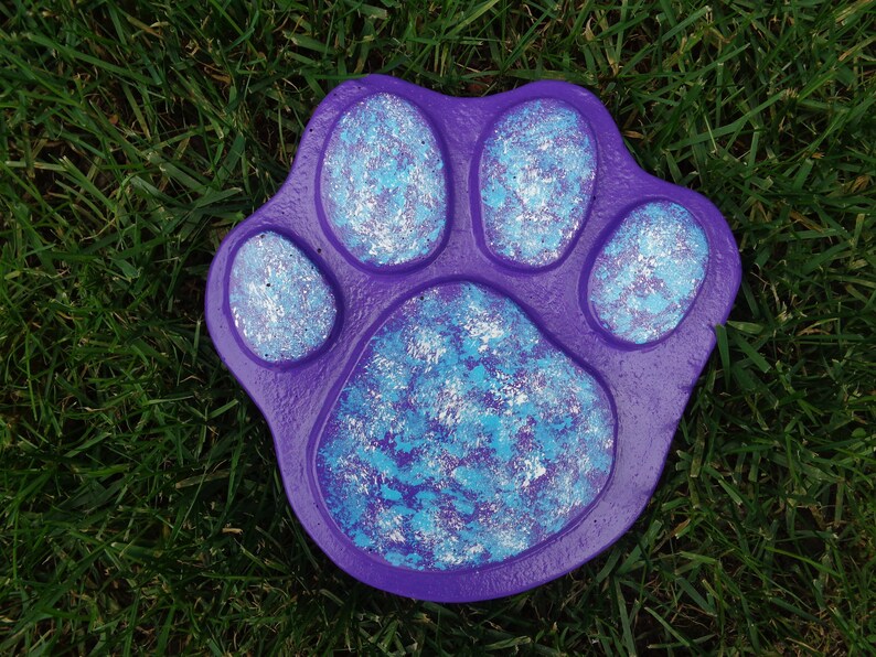 Concrete Paw Print Pet Memorial Stone Garden Stepping Etsy