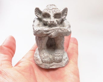 Miniature concrete gargoyle - Fairy garden accessories - Fairy garden miniatures - Garden decor - Gargoyle statue - Stone Gargoyle