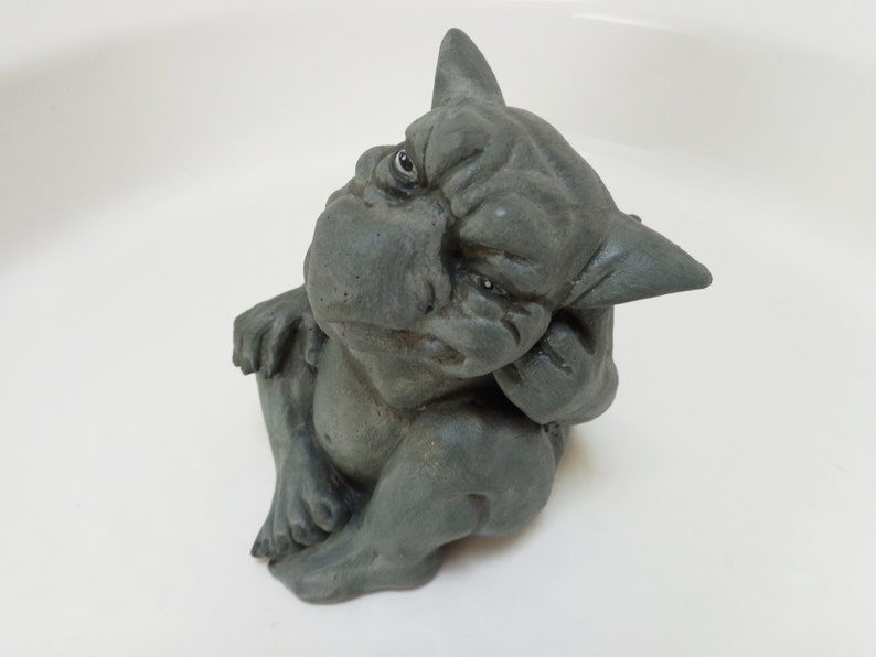 Small Concrete Gargoyle Statue Fairy Garden Miniatures Etsy