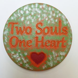 Inspirational concrete plaque - Wedding plaque - Concrete stepping stone - Garden decor - Concrete garden art - Two souls one heart
