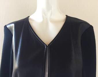 Jennifer George Soft Leather Front Jacket w/ Double Knit Sleeves and Back