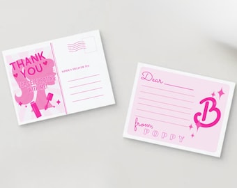 Personalized Barbie Thank You Postcards w/Fill in the blank Option *DIGITAL DOWNLOAD*