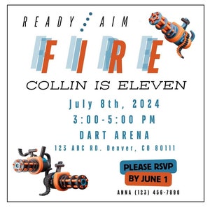 NERF Party Personalized *DIGITAL* Invite