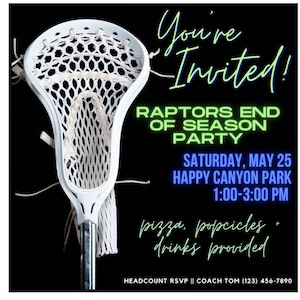 Lacrosse End of Season Party *DIGITAL* Invite