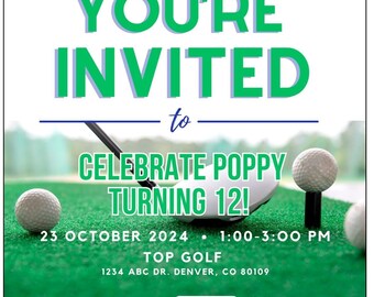 Personalized T0P Golf Birthday *DIGITAL* Invitation