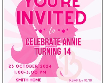 Personalized Barbie Birthday *DIGITAL* Invite