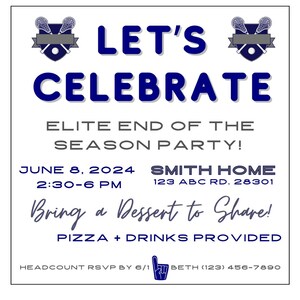 Lacrosse End of Season Party CUSTOM *DIGITAL* Invite
