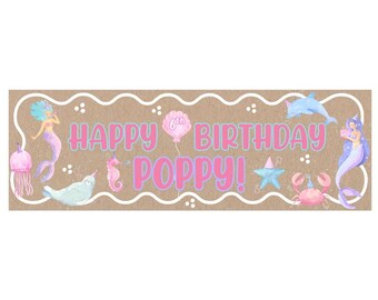 Mermaid Birthday Banner Custom *DIGITAL DOWNLOAD*