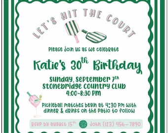 Pickleball Birthday Party CUSTOM *DIGITAL* Invitation