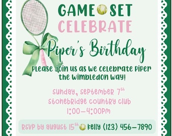 Tennis Birthday Party CUSTOM *DIGITAL* Invitation