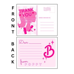 Gepersonaliseerde Barbie-bedankbriefkaarten met invuloptie *DIGITAL DOWNLOAD*