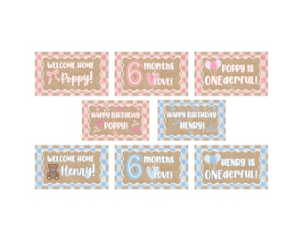 Baby Birthday Banners Template *Canva Template* DIGITAL FILE