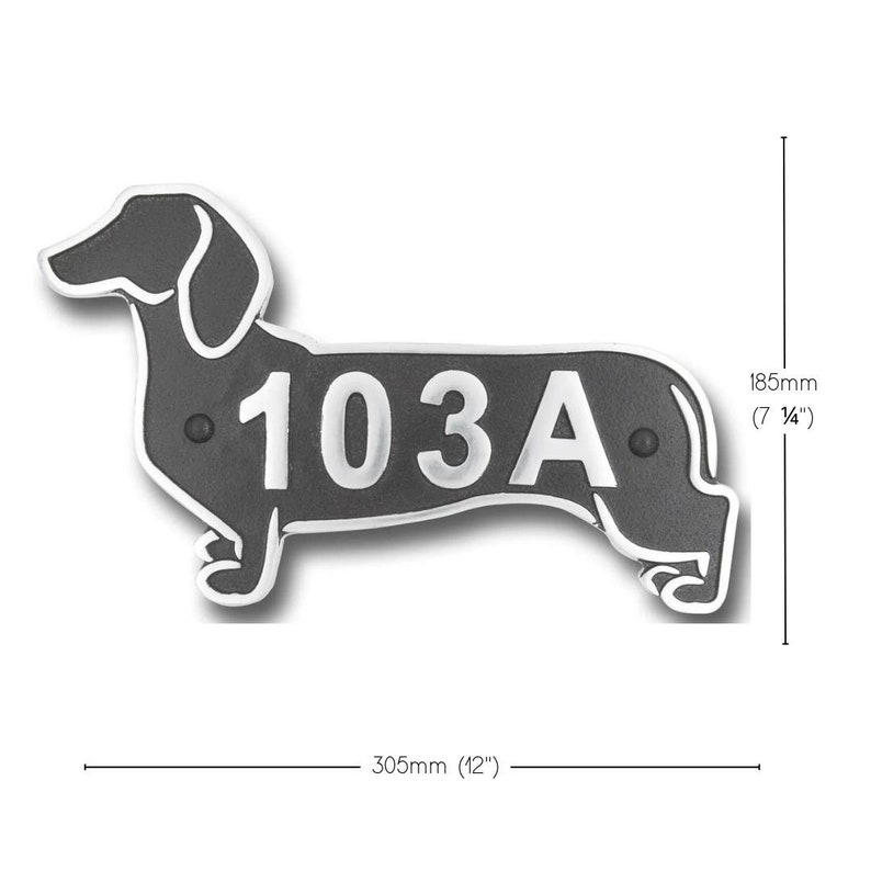 Dachshund House Number Sign By TheMetalFoundry Personalized Brass or Aluminium House Address Plaque Custom House Door Number Plate image 4