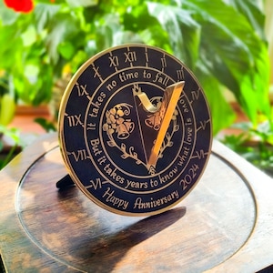 Wedding Anniversary Sundial Gift For Couples Or Great Gift For Husband Or Wife, For Him Or For Her On Any Anniversary.