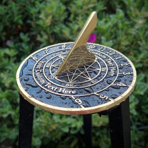 Solid English cast brass sundial with your message cast into it. A perfect personal gift to tell someone you love just how special they are. image 1