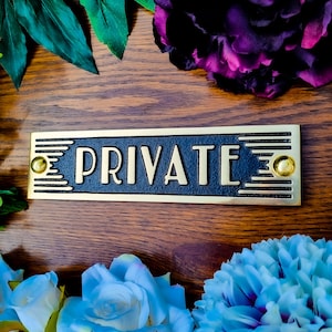Private Door Sign By TheMetalFoundry • Brass Or Aluminium House Art Deco Door Plaque • Stylish Information Metal Wall Plaque