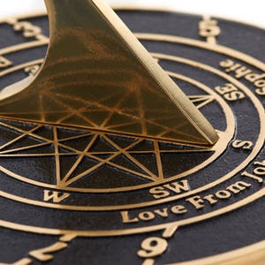 Solid English cast brass sundial with your message cast into it. A perfect personal gift to tell someone you love just how special they are. image 2