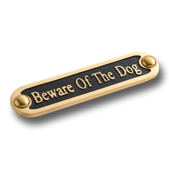 Solid Brass Door Plaque By TheMetalFoundry.Ltd 1 Piece Casting Sign That Reads Dogs Roaming Loose For indoor or outdoor use.