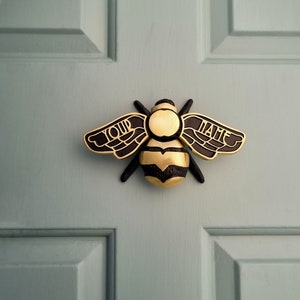 Custom Brass Bee Door Knocker By TheMetalFoundry • Bumble Bee Brass Door Knocker • Metal Front Door Decor
