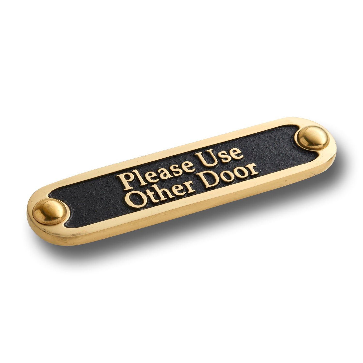 Unique Handmade 'Please Use Other Door' Brass Metal Wall Sign / Great Housewarming Gift For Home Or Office Decor