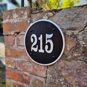 Round House Number Sign By TheMetalFoundry • Personalized Brass or Aluminium House Address Plaque • Custom House Door Number Plate