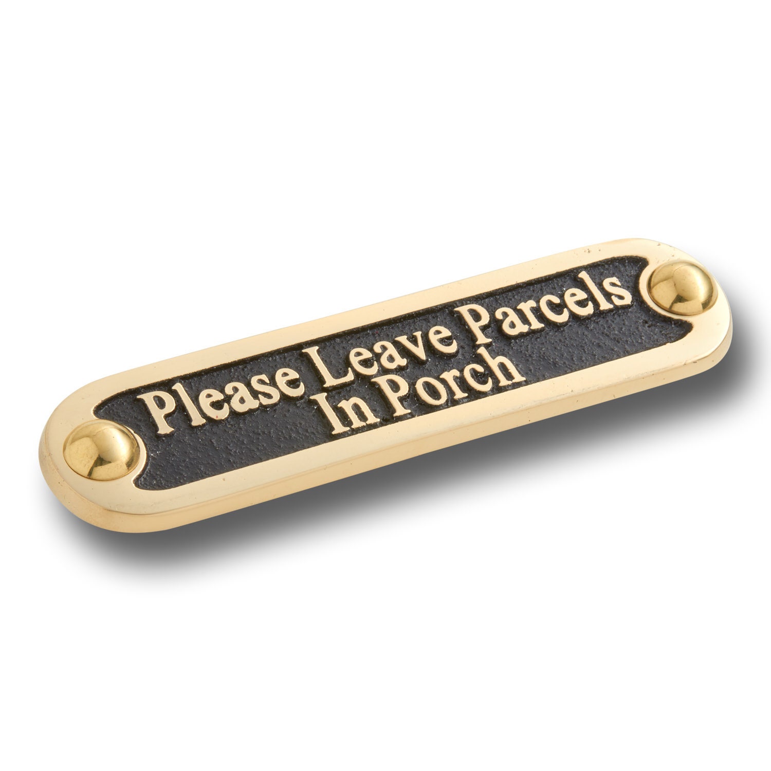 Unique Handmade 'Please Leave Parcels In Porch' Brass Metal Wall Sign / Great Housewarming Gift For Home Or Office Decor