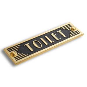 Art Deco Toilet Sign. Unique Handmade Metal Sign in Brass Or Aluminium for Home or Office Decor
