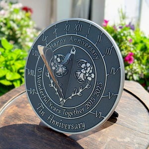 Tin Anniversary Gift Sundial By TheMetalFoundry • Aluminium Wedding Gift Idea For Couples • 10th Wedding Anniversary Celebration Present