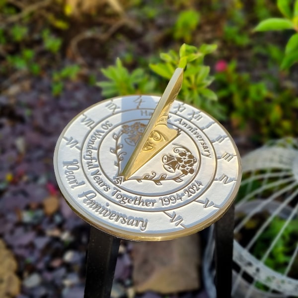 Pearl Anniversary Gift Sundial By TheMetalFoundry • Brass Wedding Gift Idea For Couples • 30th Wedding Anniversary Celebration Present