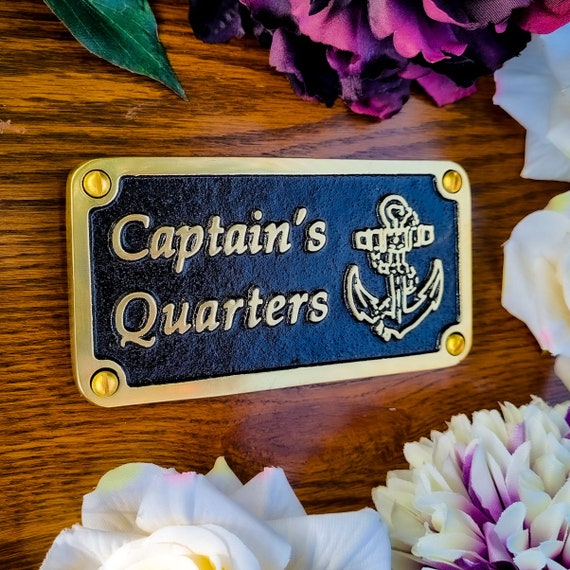 Brass Ship Door Plaque Captains Quarters Sign Maritime Nautical Home Wall Decor Brass Ship Door Plaque Captains Quarters Sign Maritime Nautical Home Wall Decor