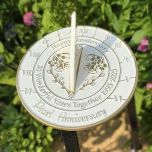 30th Pearl Wedding Anniversary Sundial Gift. Great Gift For Him, Her, Husband, Wife Or Couples To Celebrate A Pearl Anniversary