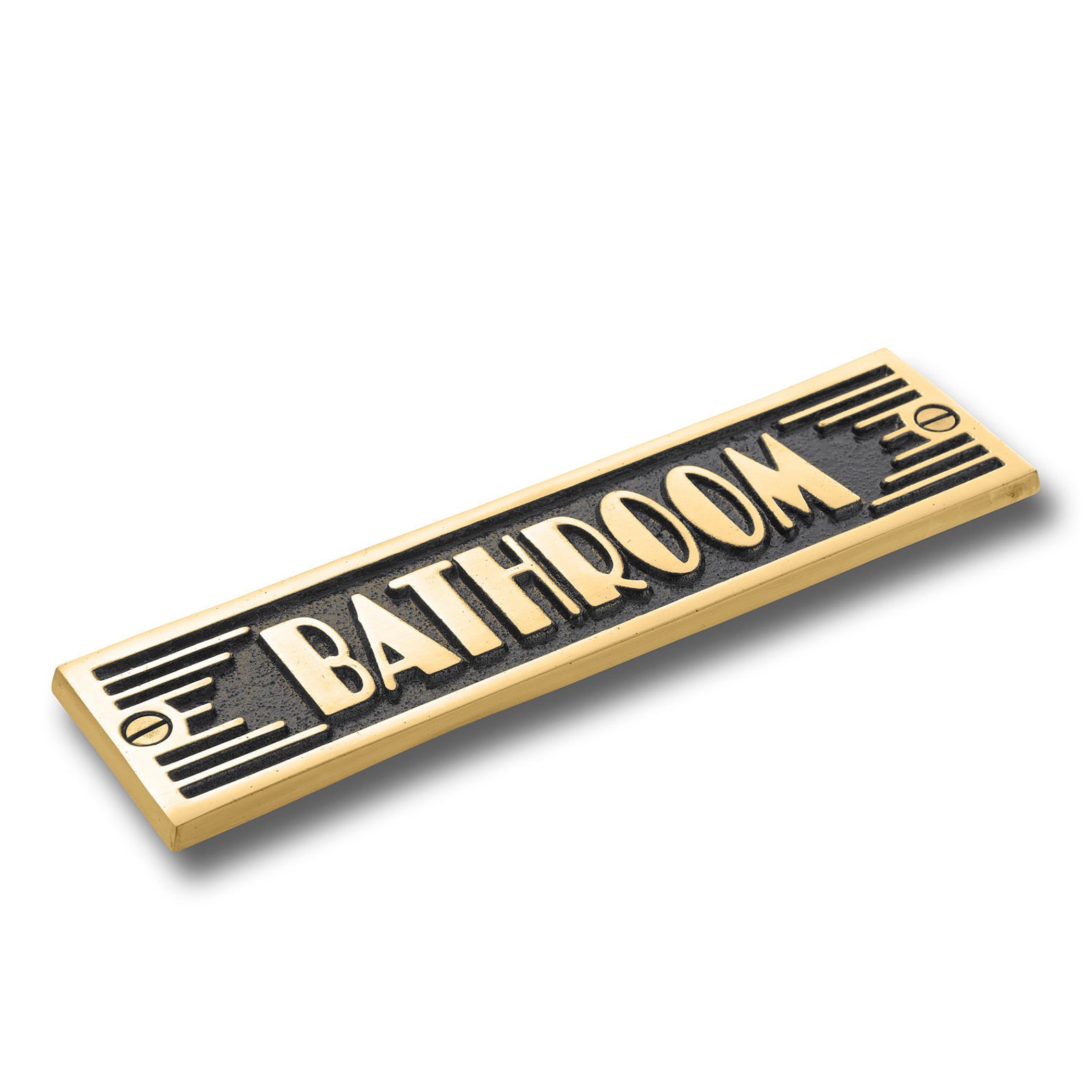 Art Deco Bathroom Sign. Unique Handmade Metal Sign in Brass or Etsy