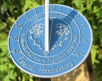 15. Hochzeitstag Sonnenuhr Geschenk. Großes Geschenk für ihn, sie, Ehemann, Frau oder Paare, zum des Kristalljubiläums zu feiern