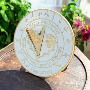 Pearl Anniversary Gift Sundial By TheMetalFoundry • Brass Wedding Gift Idea For Couples • 30th Wedding Anniversary Celebration Present