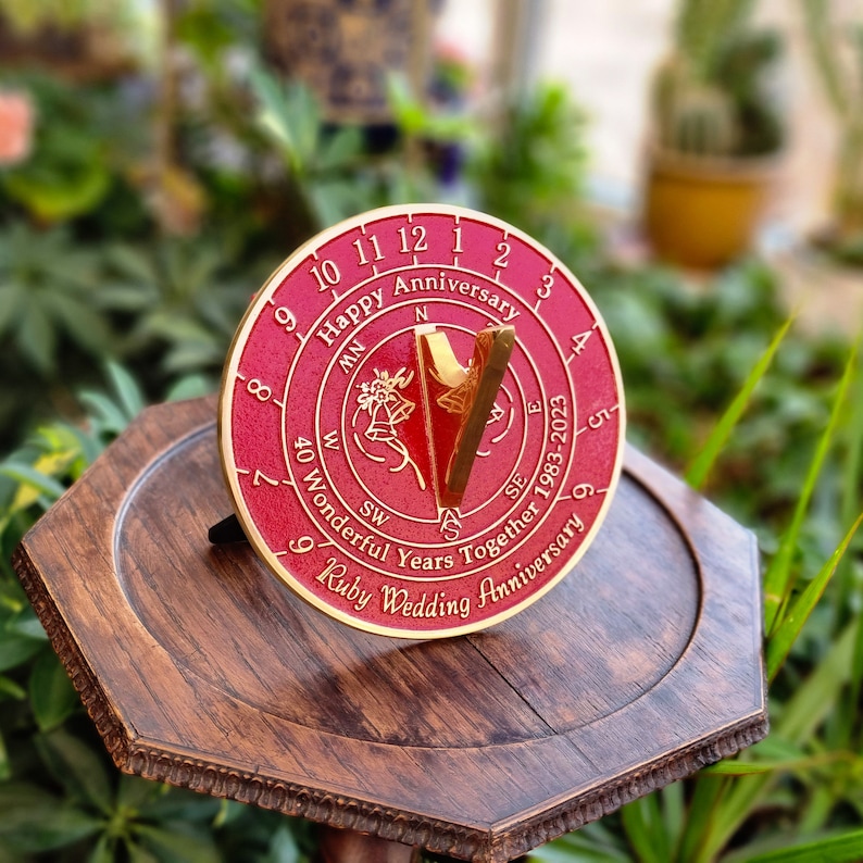 40th Ruby Wedding Anniversary Sundial Gift. Great Gift For Him, Her, Husband, Wife Or Couples To Celebrate A Ruby Anniversary Ruby Wedding 2023
