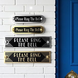 Unique Handmade 'Please Ring The Bell' Brass Metal Wall Sign / Great Housewarming Gift For Home Or Office Decor