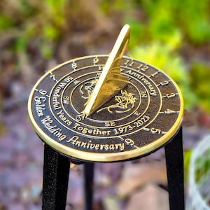 50th Golden Wedding Anniversary Sundial Gift. Great Gift For Him, Her, Husband, Wife Or Couples To Celebrate A Golden Anniversary image 4