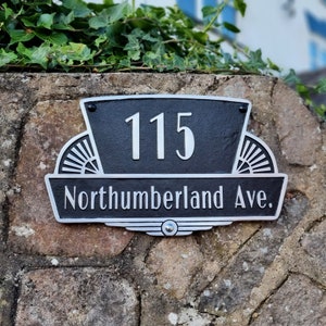 Rockefeller House Number Sign By TheMetalFoundry • Personalized Aluminium Address Plaque • Custom House Door Number Plate