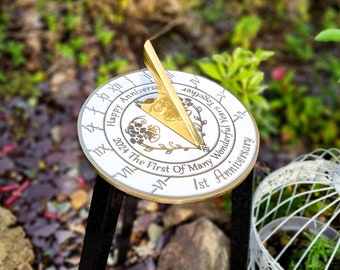 First Anniversary Gift Sundial By TheMetalFoundry • Brass Wedding Gift Idea For Couples • 1st Wedding Anniversary Celebration Present