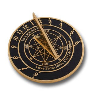 Solid English cast brass sundial with your message cast into it. A perfect personal gift to tell someone you love just how special they are. image 8