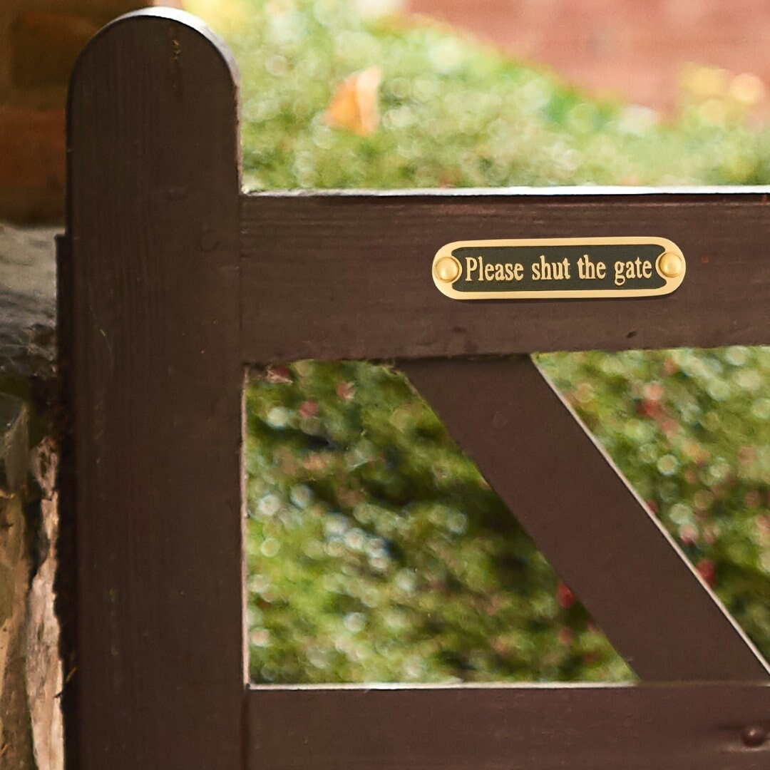 Please Shut the Gate Brass Door Sign. Traditional Style Home Etsy