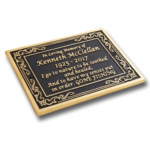 Solid Cast Brass Memorial Plaque personalized in full 3D Brass Lettering. Quality Hand Made In England