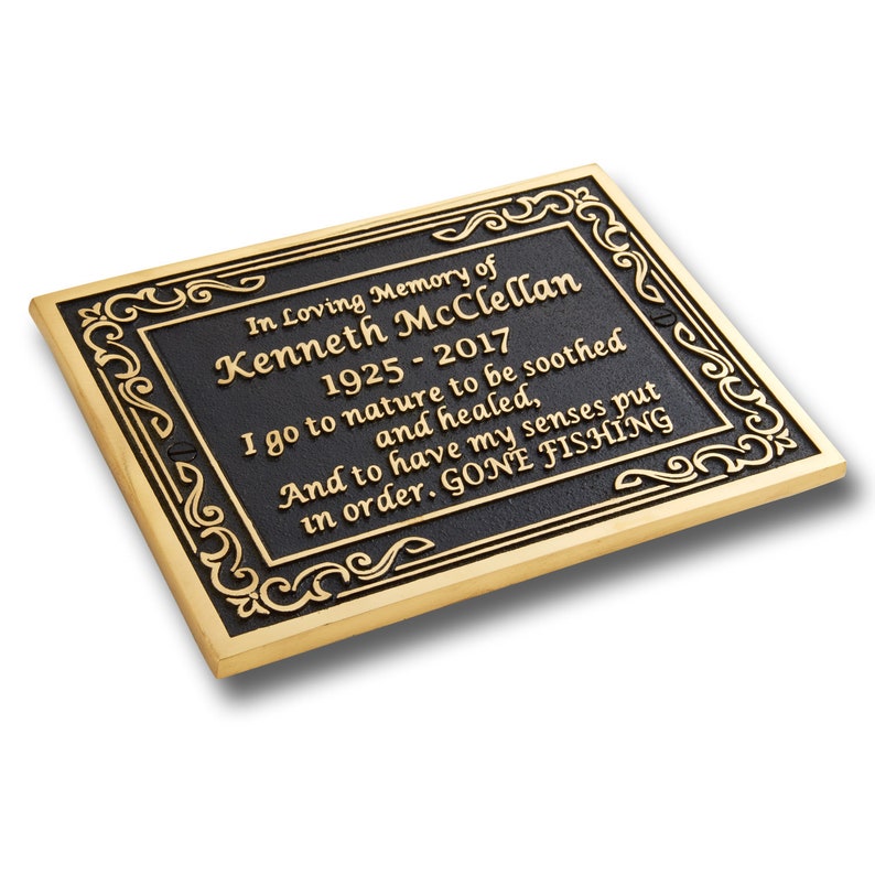 Memorial Gift Plaque By TheMetalFoundry Personalized Brass Ornate Memorial Plaque Custom Memorial Keepsake image 6