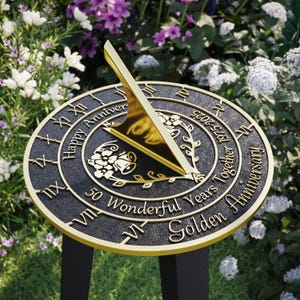 Anniversary Brass Sundial Compass Gift For Him Or Her - Unique Gift Ideas For Husband Or Wife Sundial Clock With Chart For Guidance Men Wedding Anniversary 50th 40th 25th 20th 1st Year Celebration
