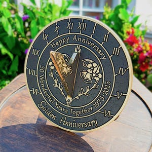 Golden Anniversary Gift Sundial By TheMetalFoundry • Brass Wedding Gift Idea For Couples • 50th Wedding Anniversary Celebration Present