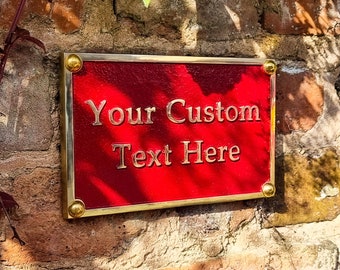 Personalized brass or aluminium door/event/rally/gathering/celebration plaque - in 3 different sizes - with your choice of text