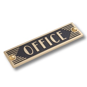 Enseigne de bureau Art Déco. Plaque en métal faite main unique en laiton ou en aluminium pour une décoration de maison ou de bureau
