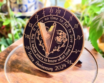 Anniversary Gift Sundial By TheMetalFoundry • Brass Wedding Gift Idea For Couples • ‘Love Is’ Celebration Present