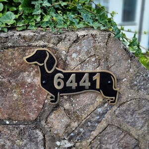 Dachshund House Number Sign By TheMetalFoundry Personalized Brass or Aluminium House Address Plaque Custom House Door Number Plate image 5